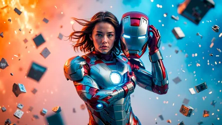 Digital Art Iron Woman in Superhero Suit with Glowing Arc Reactor - free people & portraits wallpaper 3840×2160