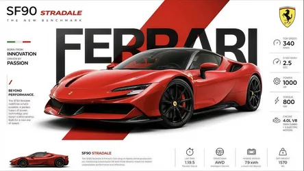 Ferrari SF90 Stradale Red Sports Car Specifications Poster - free cars & vehicles wallpaper 5119×2880