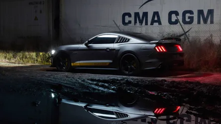 Ford Mustang GT Supercharged Parked at Industrial Site at Night - free cars & vehicles wallpaper 3840×2160