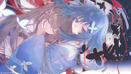 Akai Ito in Traditional Japanese Elegance - free anime wallpaper 2311×1300