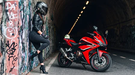 Girl with Honda Bike in Urban Tunnel at Night - free wallpaper 5504×3072