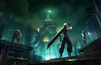 Cloud Strife and Tifa Lockhart in Midgar Final Fantasy VII - free gaming wallpaper 14400×9267