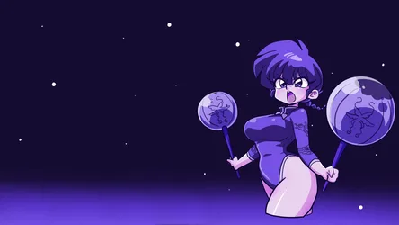 Ranma Saotome Half in Purple Leotard with Magic Orbs - free anime wallpaper 1920×1080