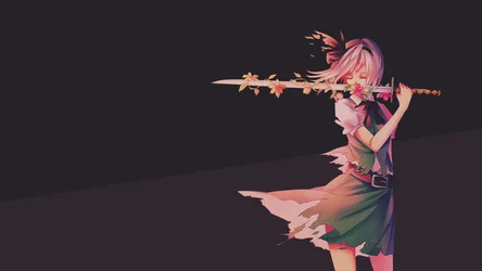 Anime Girl with Floral Staff Against Dark Background - free wallpaper 1920×1080
