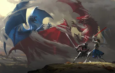 Knights of the Dragon War - free fantasy wallpaper 3500×2227