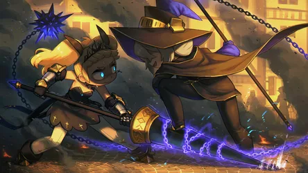 Fantasy Warriors with Chains and Lightning - free wallpaper 3200×1800