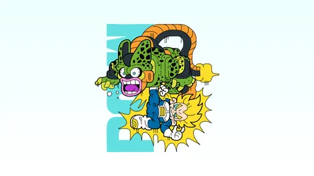 Vegeta and Cell Battle in Dragon Ball Z - free wallpaper 6400×3600