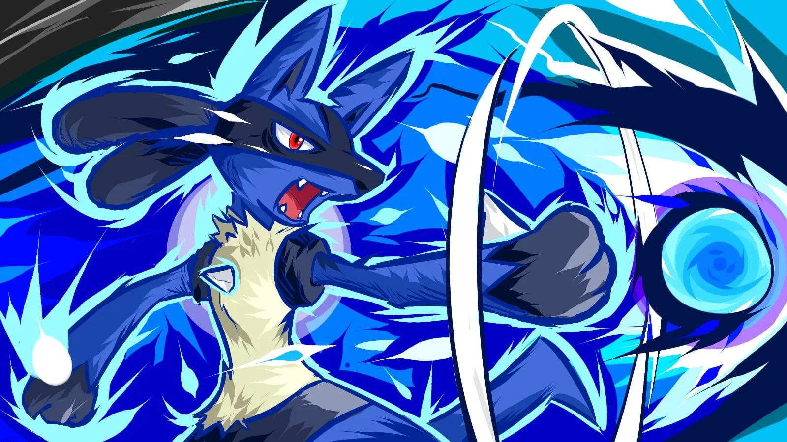 Blue Lucario Evolution Pattern Design
