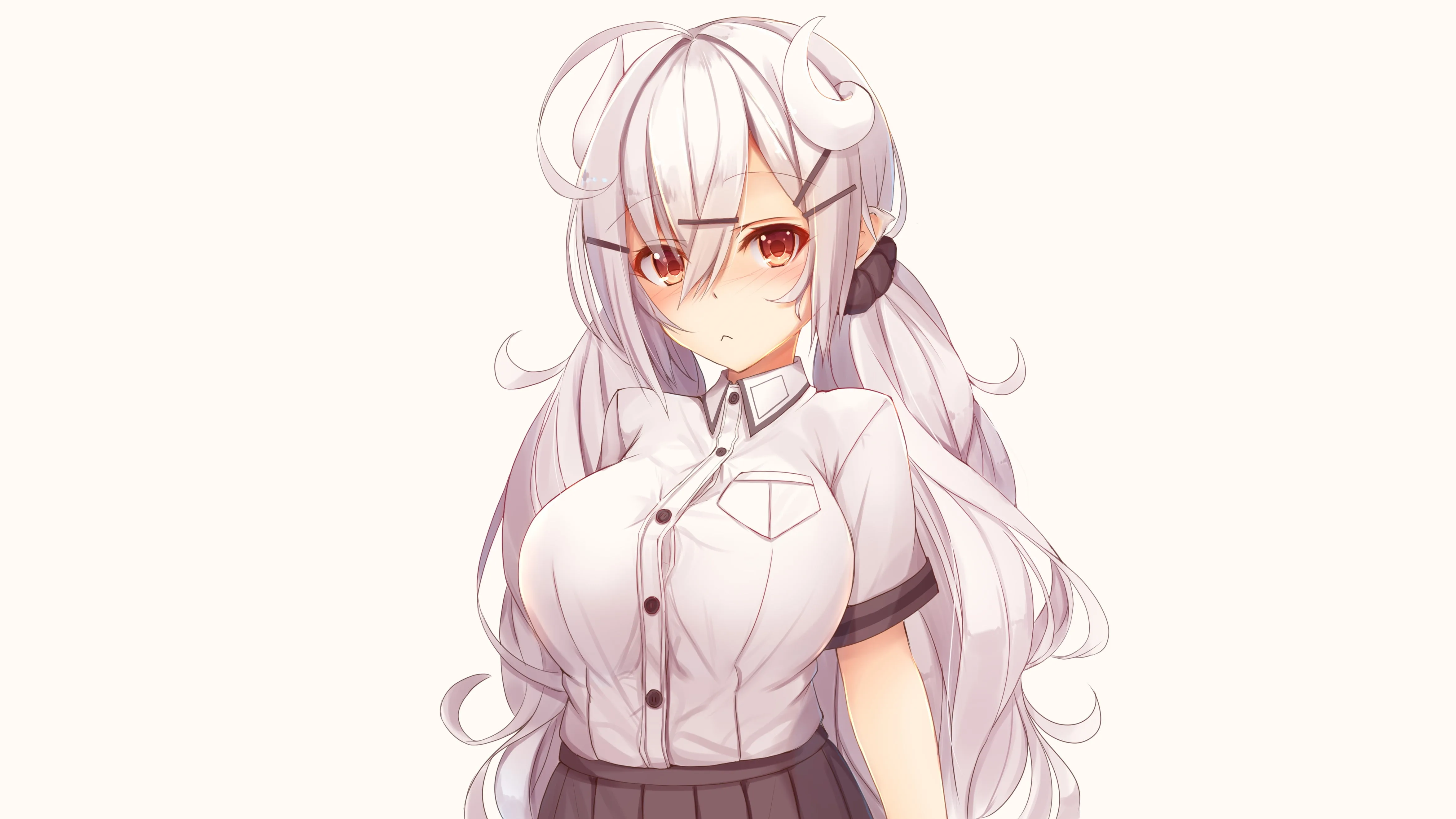 Silver-Haired Anime Girl's Gentle Gaze