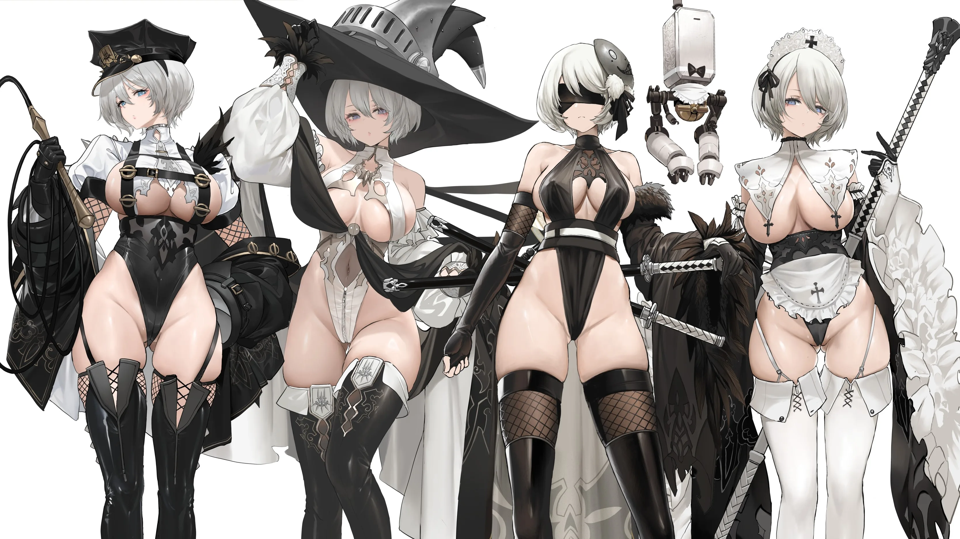 Nier Automata Girls United Stand - free anime wallpaper 3333×1874