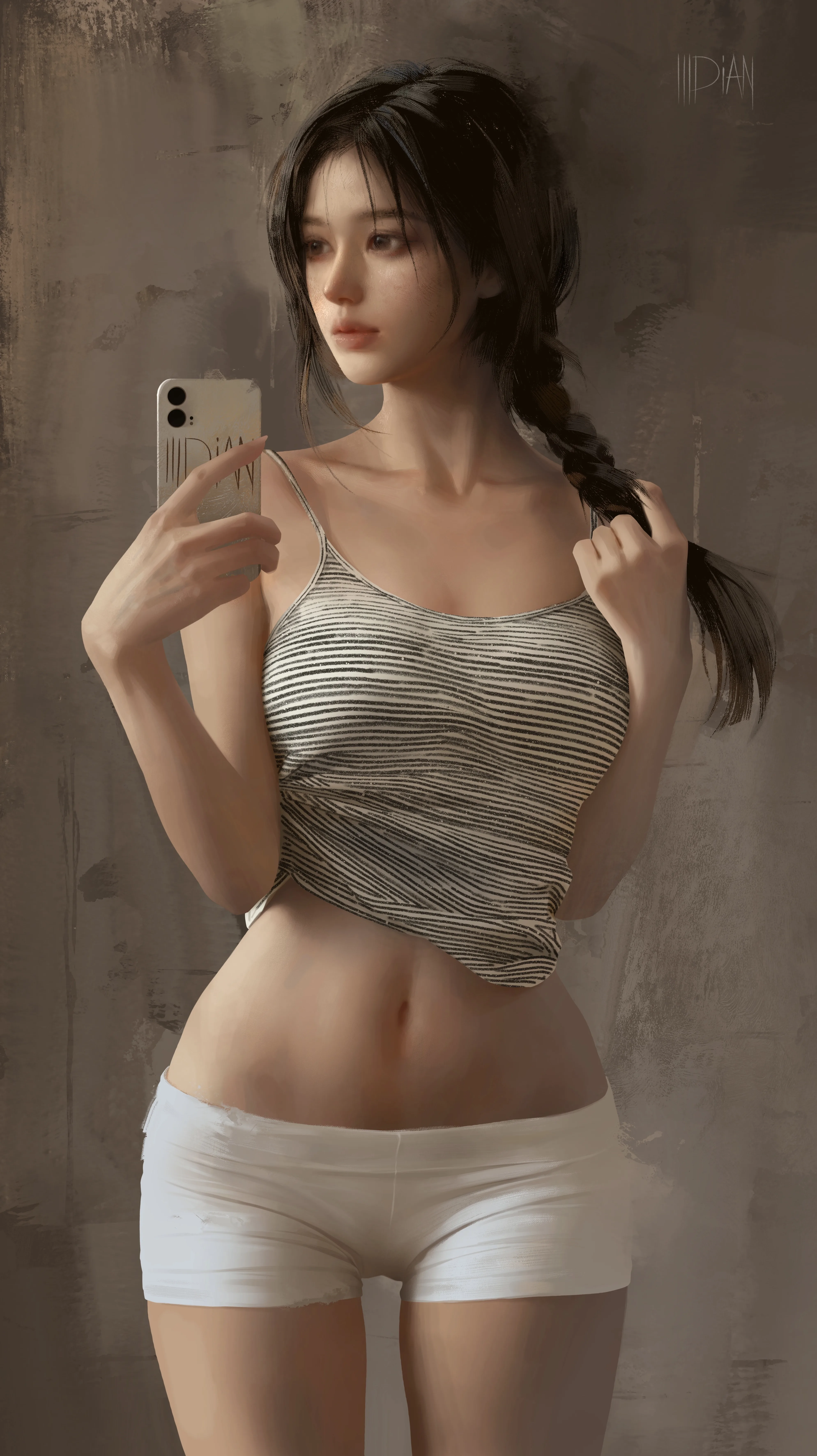 Ethereal Portrait in Silver Drapes - free art & design wallpaper 3978×7087