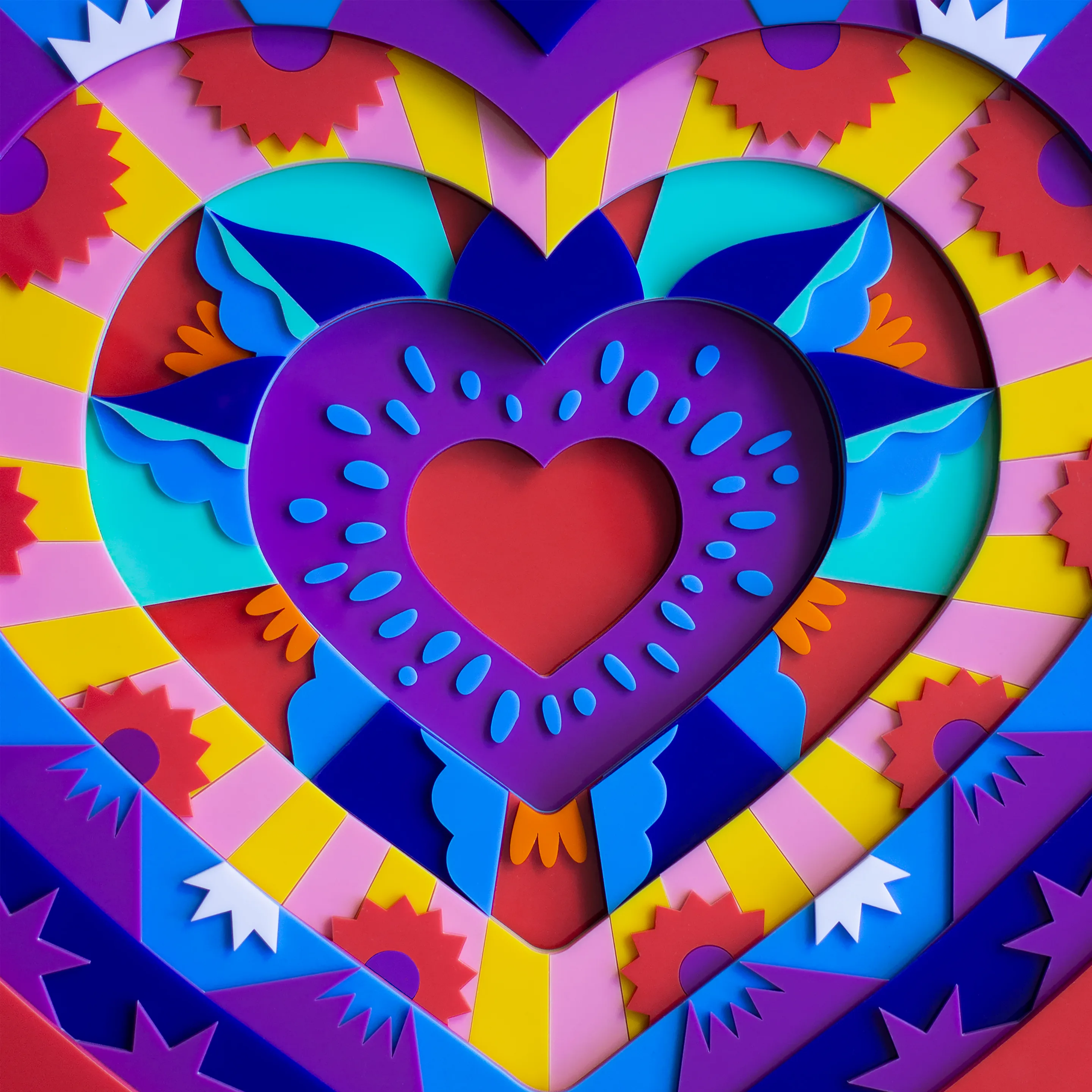 Vibrant 3D Love Heart Explosion - free kids & cute wallpaper 2880×2880